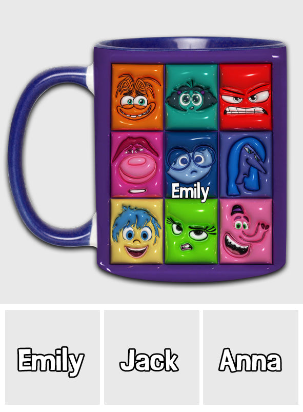 Personalized Accent Mug with Emotion Faces Custom Name Gift
