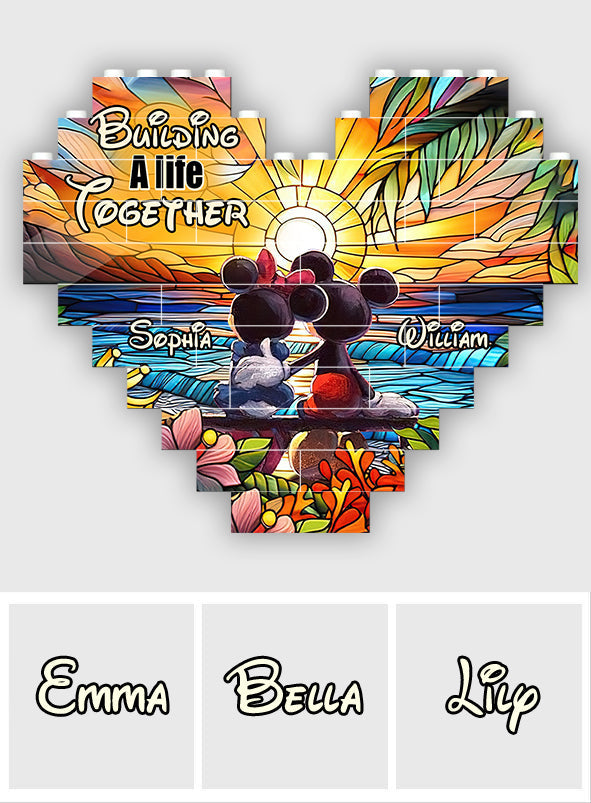 Personalized Heart Building Brick Blocks Custom Couple Gift for Anniversary