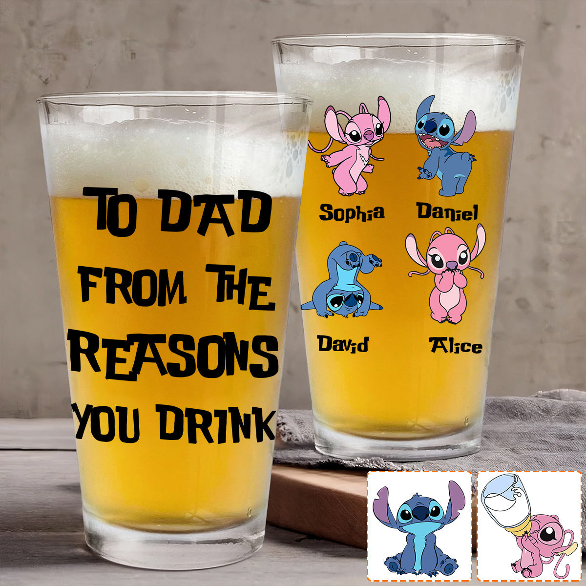 Personalized Beer Glass for Dad Custom Name Gift Idea