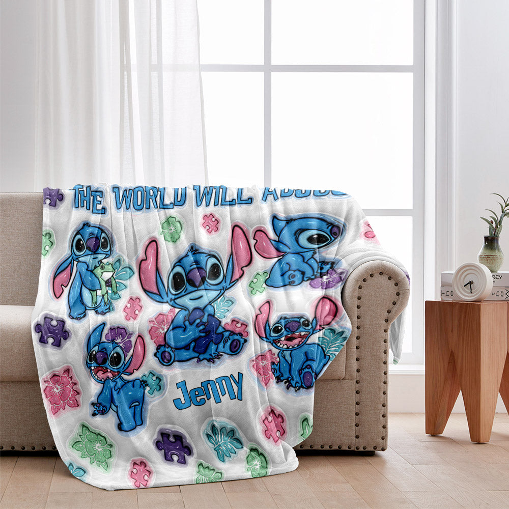 Personalized Autism Awareness Plush Blanket Custom Name Gift
