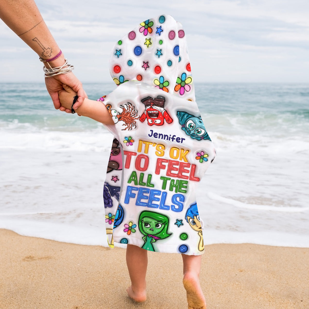 Personalized Kid Hooded Towel Poncho Custom Name Gift