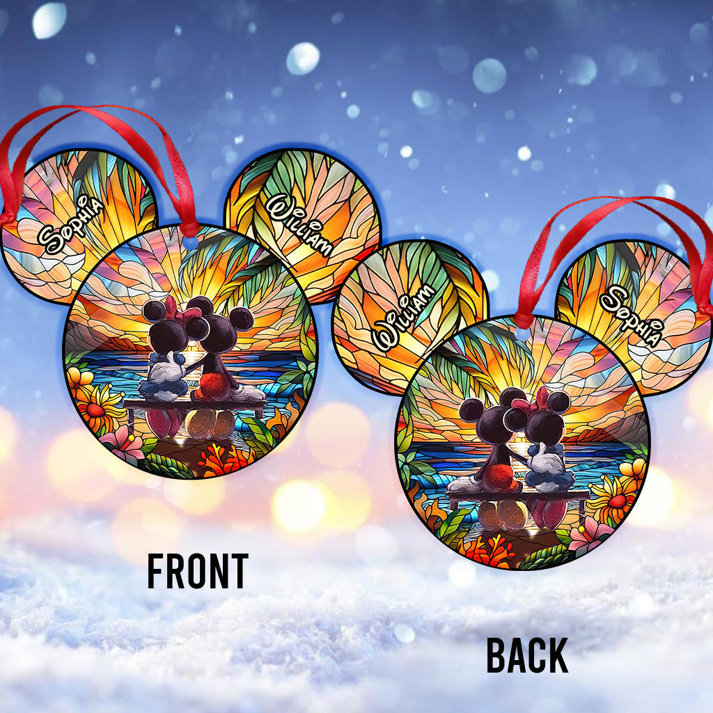 Personalized Romantic Mouse Couple Acrylic Ornament for Christmas