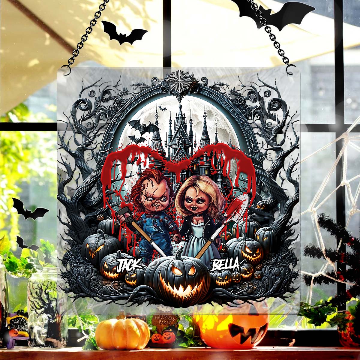 Personalized Halloween Suncatcher Ornament Custom Name Gift