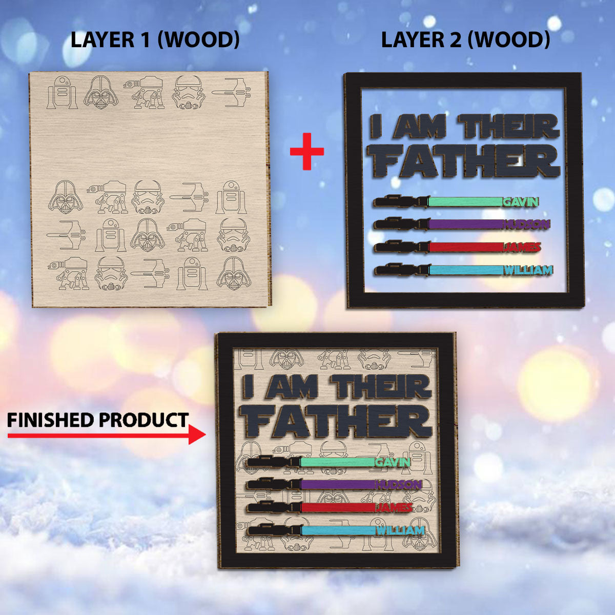 Personalized 2 Layered Wood Plaque I Am Their Father Gift for Dad