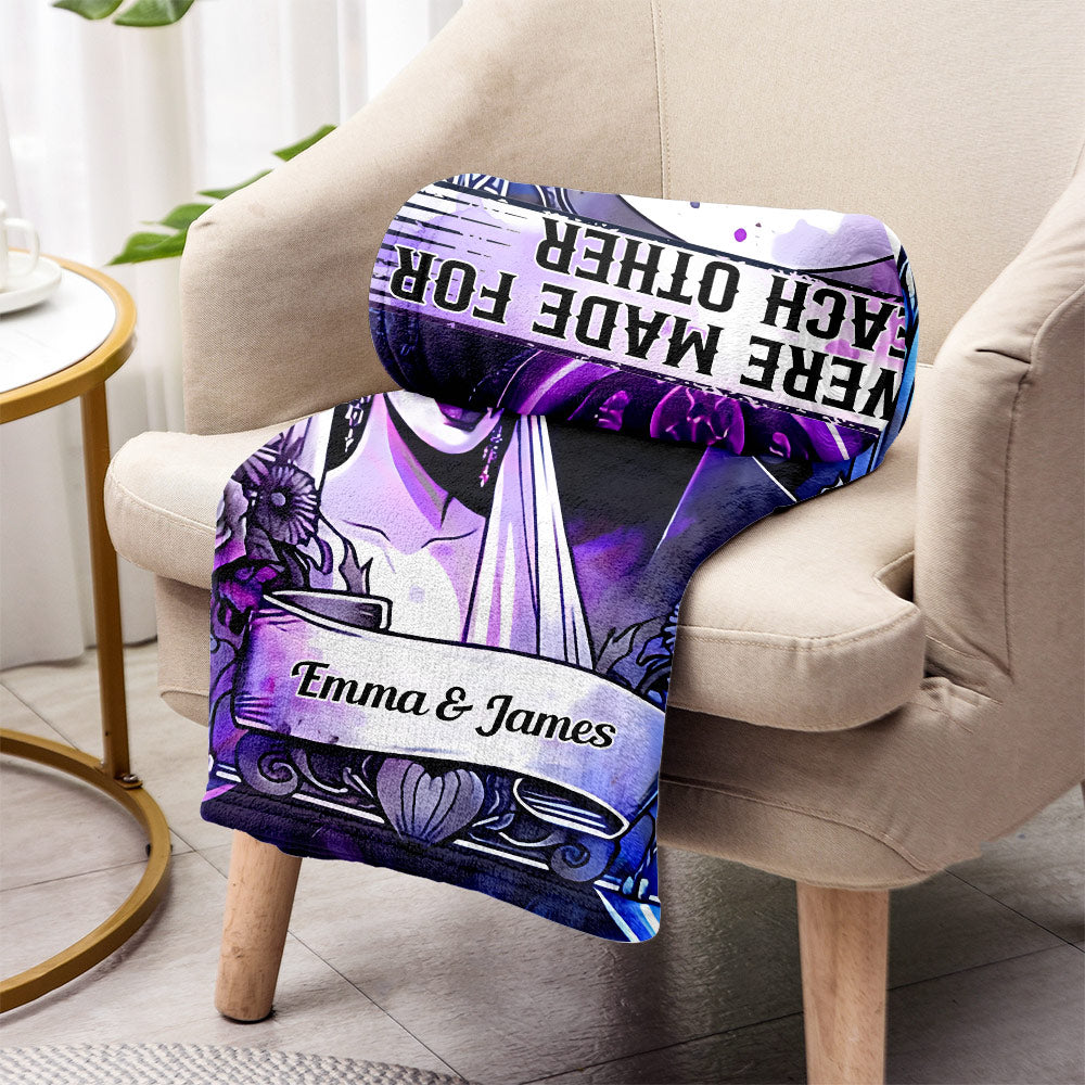 Personalized Halloween Couple Blanket Custom Names Gift