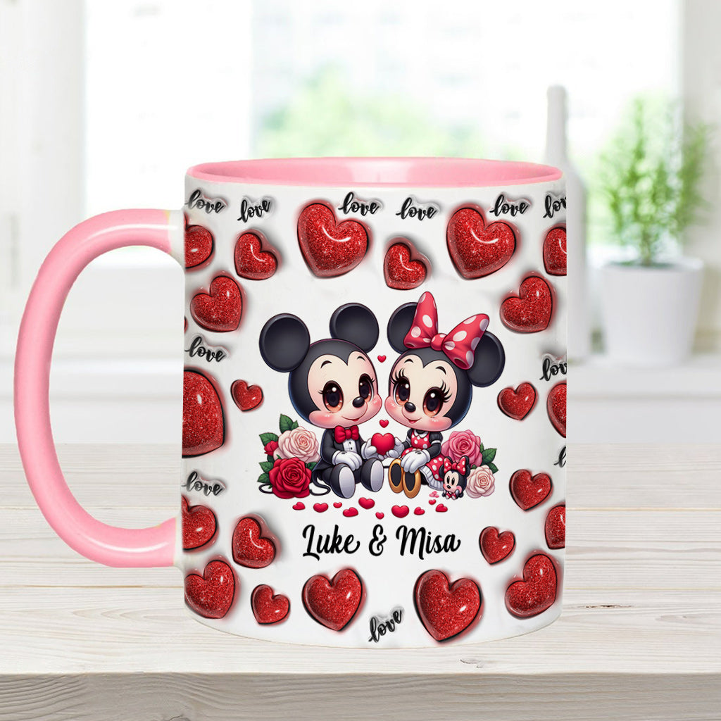 Personalized Couple Heart Mug with Custom Names for Anniversary Gift