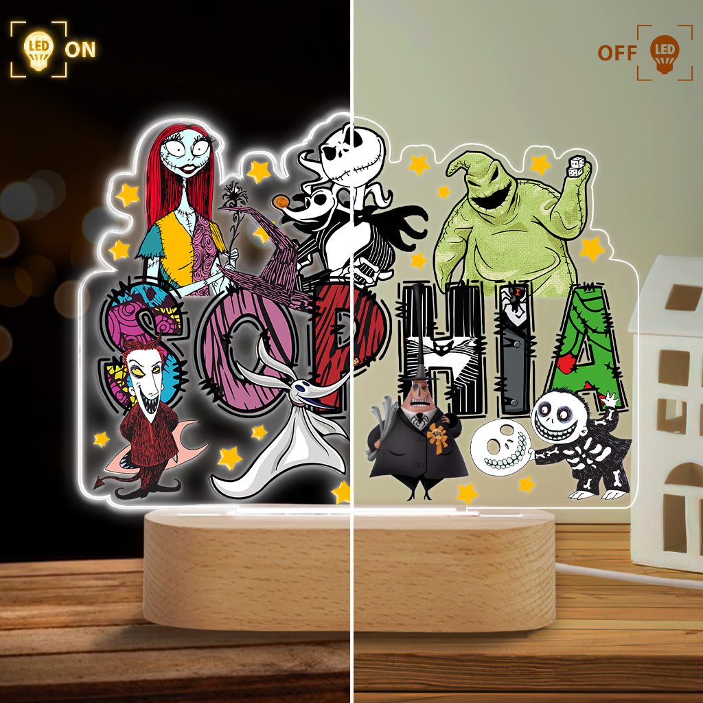 Personalized Nightmare Shaped Plaque Light Base Custom Name Gift for Halloween