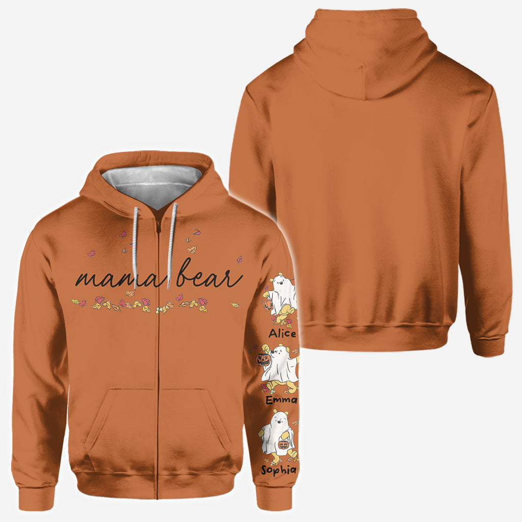 Personalized Mama Bear All Over Shirt for Mom with Custom Names