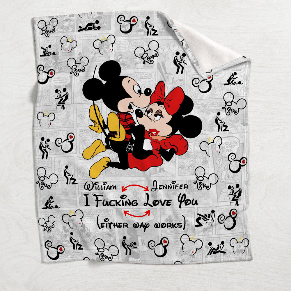 Personalized Double-Sided Flannel Mouse Blanket for Couples
