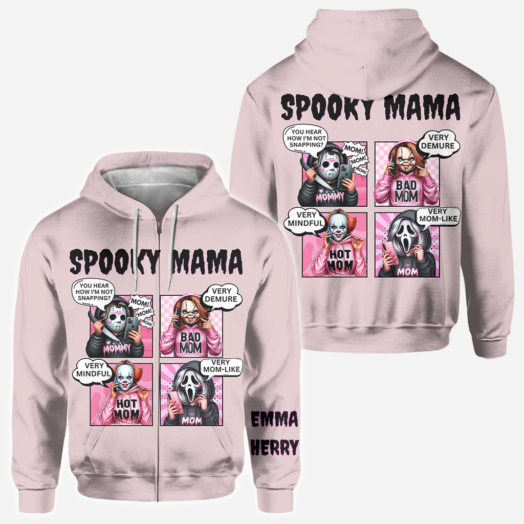 Personalized Spooky Mama All Over Shirt Custom Name Gift for Mom
