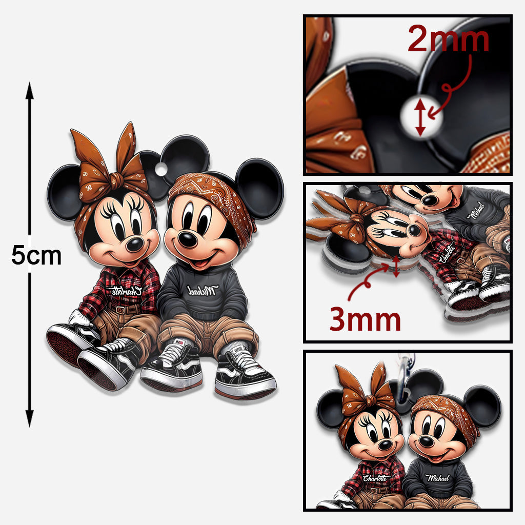 Personalized Chicano Mouse Keychain Custom Couple Gift