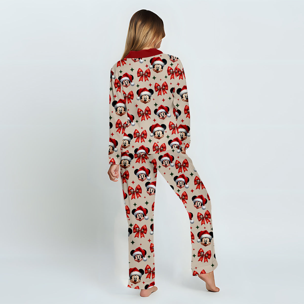 Personalized Cute Mouse Christmas Pajamas Button Down Set