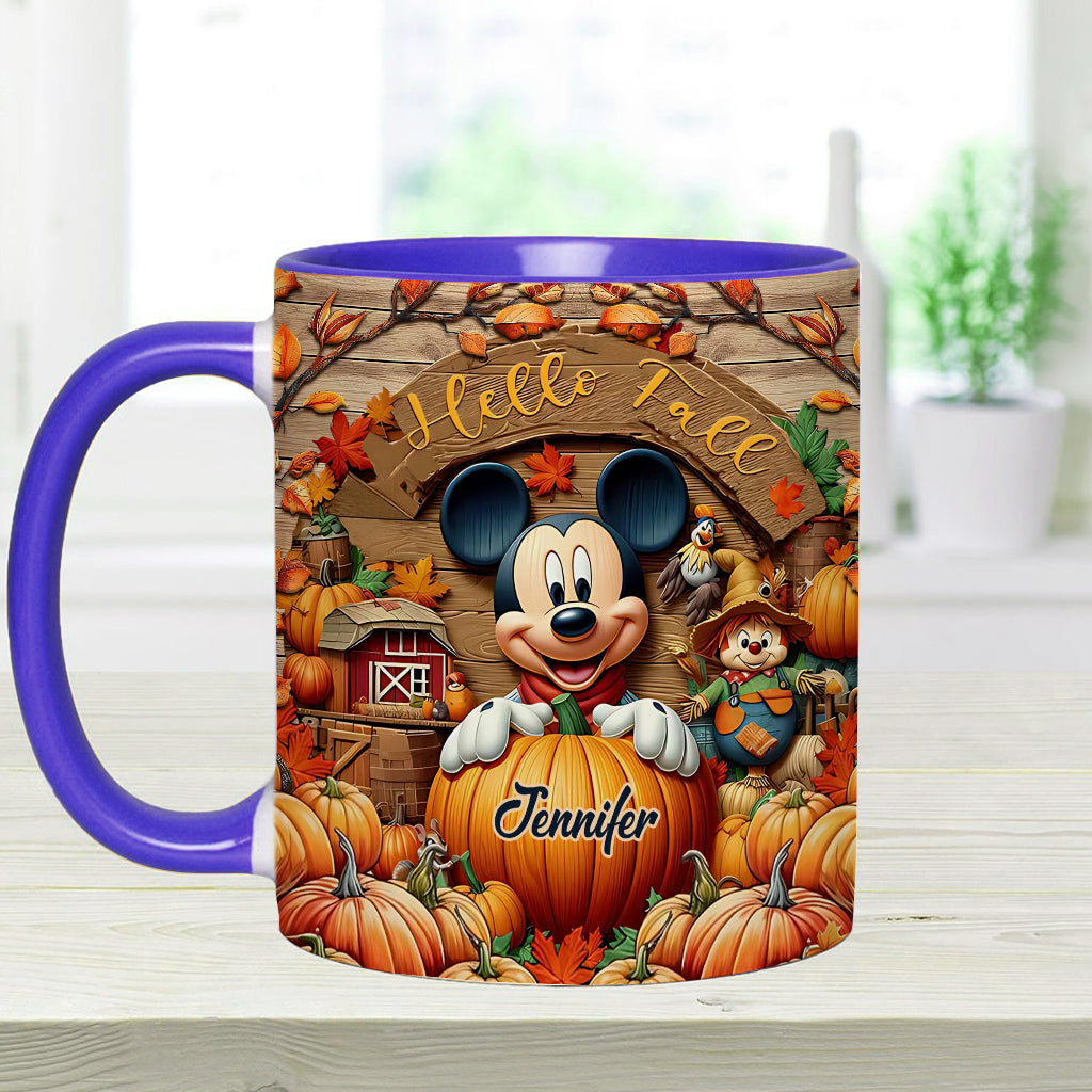 Personalized Hello Fall Accent Mug Custom Name Gift Idea