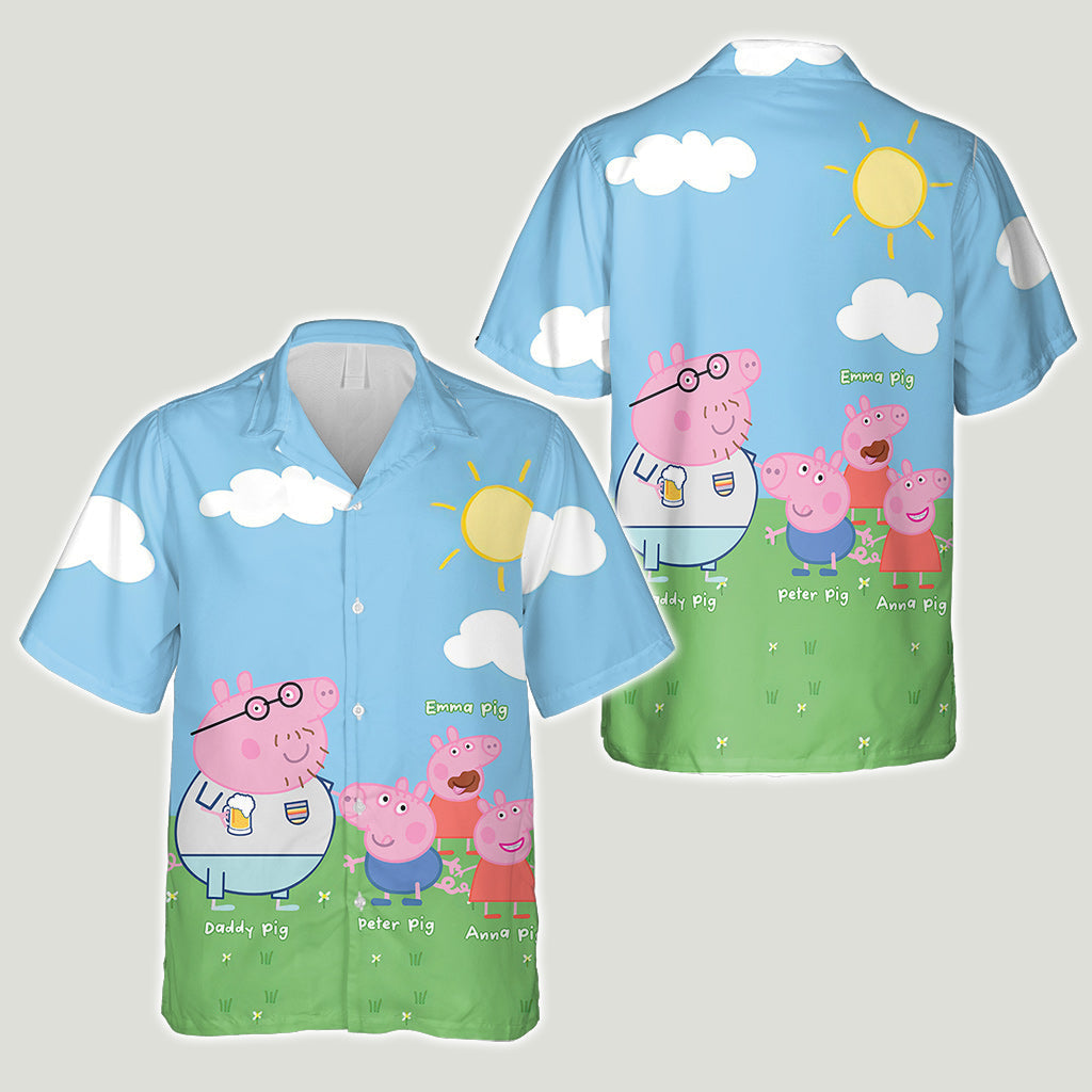 Personalized Daddy Pig Hawaiian Shirt for Dad | Summer Gift