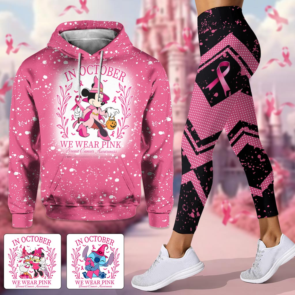Personalized Breast Cancer Awareness Hoodie & Leggings Set with Custom Design