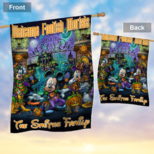Load image into Gallery viewer, Personalized Halloween Mouse House Flag with Family Name
