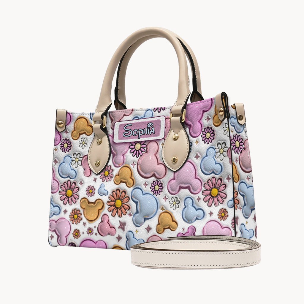 Personalized Leather Handbag with Disney Design for Her