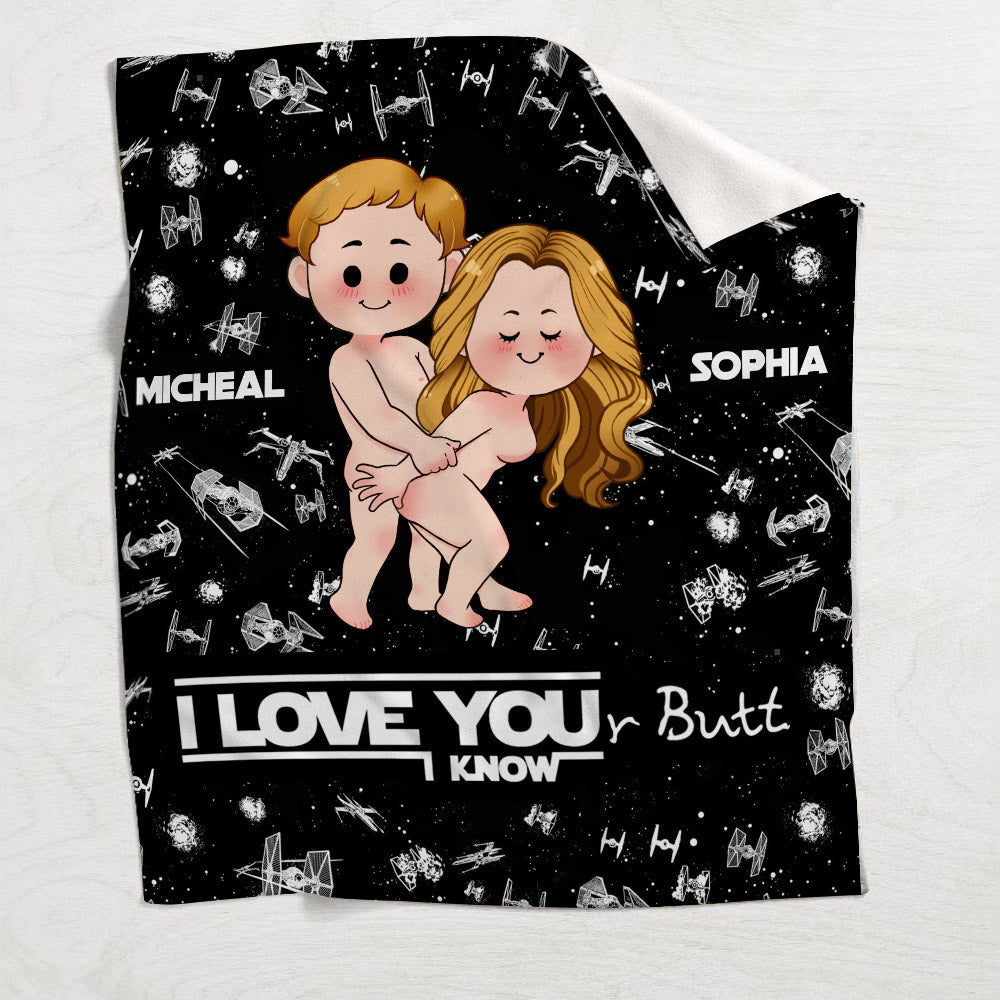 Personalized I Love Your Butt Blanket Custom Name Gift for Couples