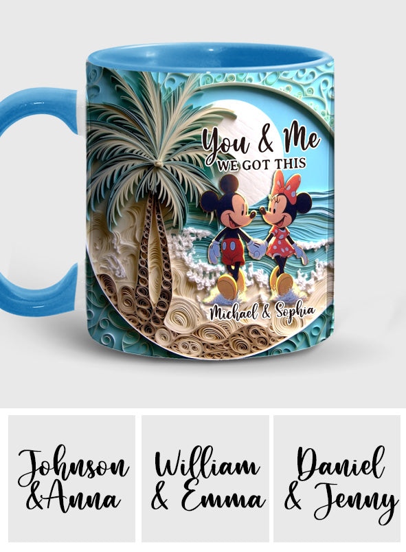 Personalized Couple Beach Scene Accent Mug Custom Names Gift