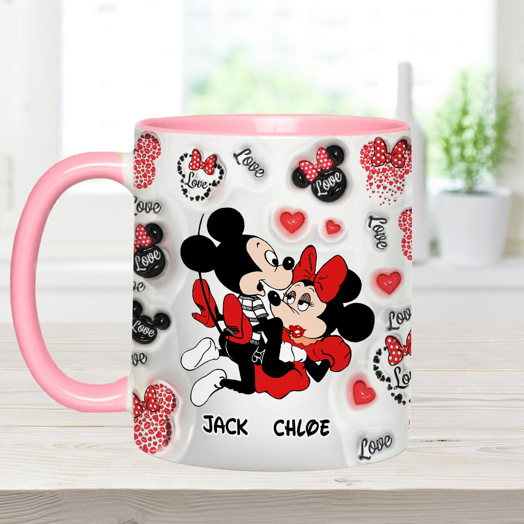 Personalized I Love You Mouse Accent Mug with Custom Names Gift