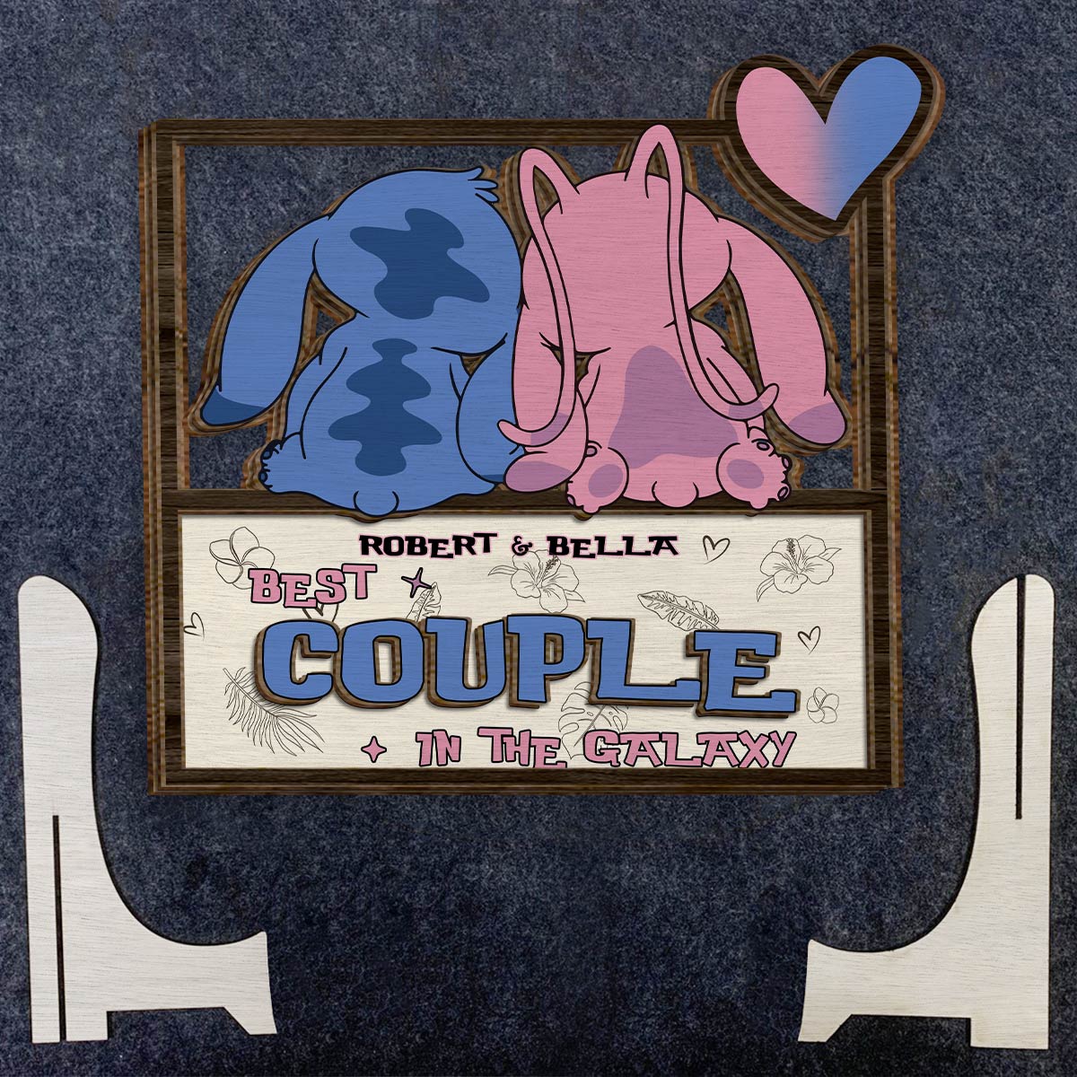 Custom Ohana 2 Layered Wood Sign Gift for Couple Anniversary