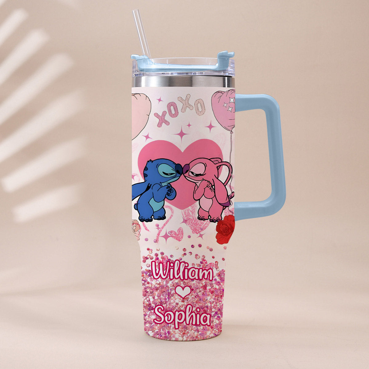 Personalized Ohana Tumbler with Handle Custom Name Gift for Couples