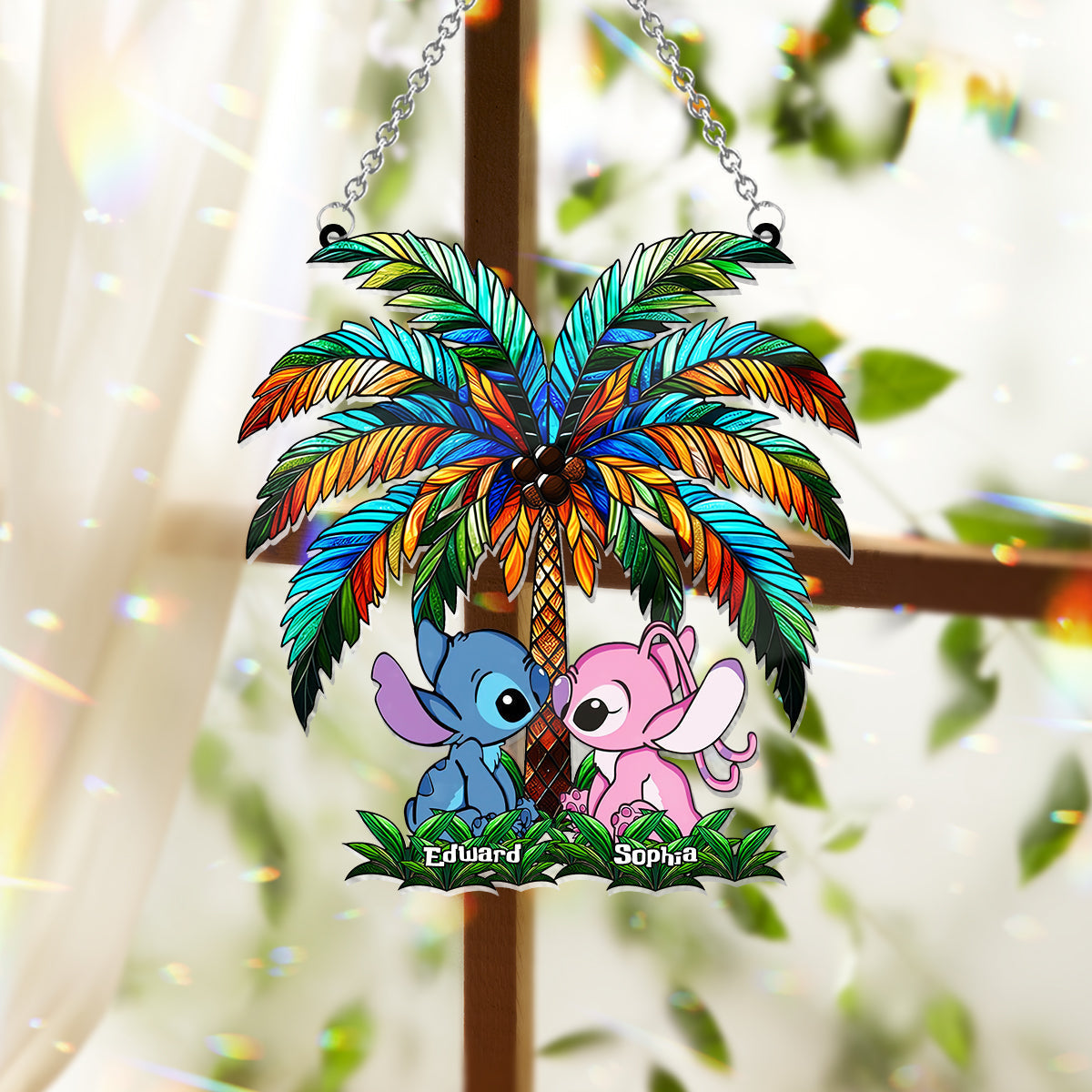 Personalized Ohana Suncatcher Ornament for Couples | Romantic Decor