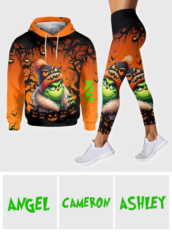 Personalized Halloween Grinch Hoodie & Leggings Set Gift