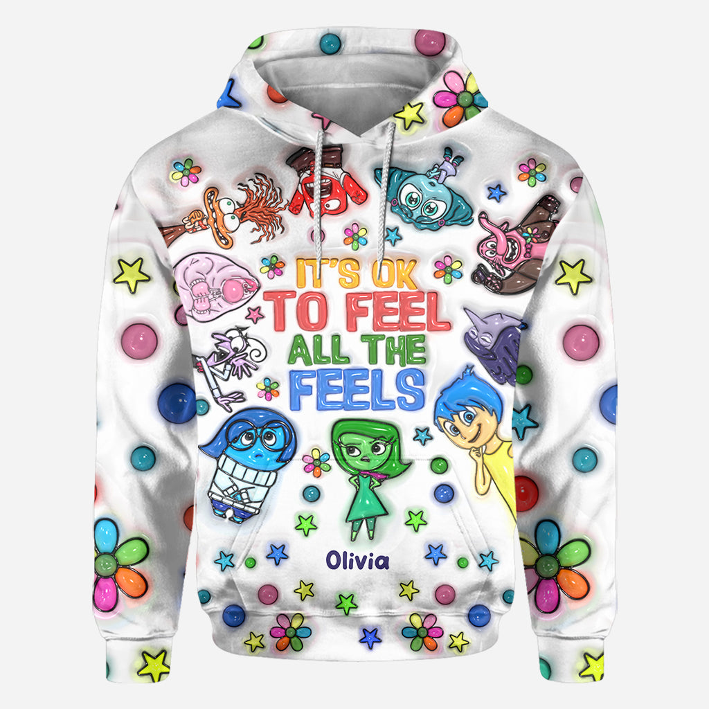 Personalized All Over Shirt with Fun 'All The Feels' Design for Kids