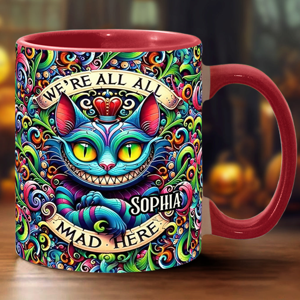 Personalized Ceramic Accent Mug with Colorful Cat Design for Birthdays or Christmas