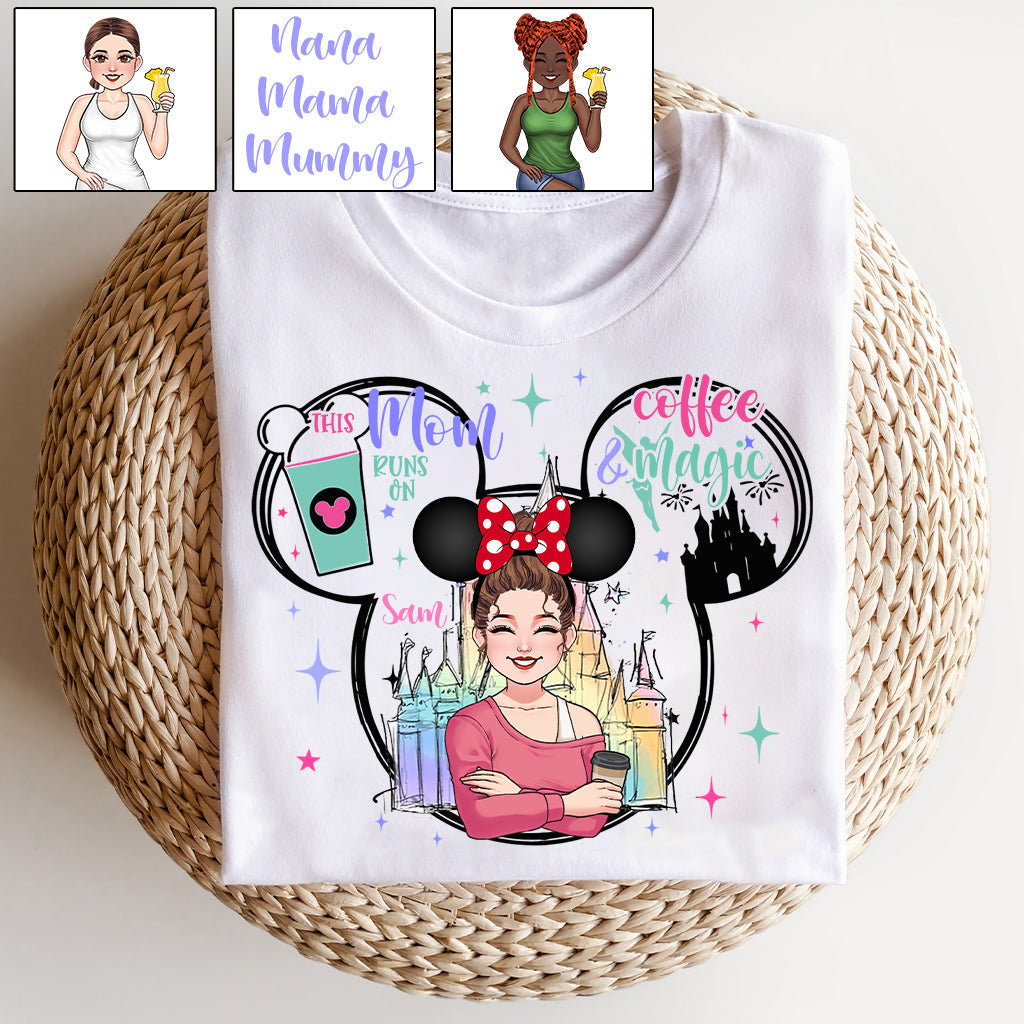 Personalized Coffee Magic Mouse T-shirt for Mom – Custom Name Gift
