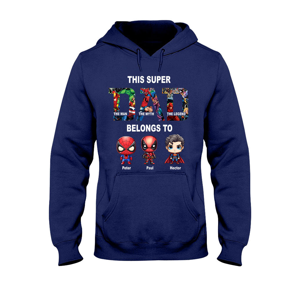 Personalized Super Dad T-shirt Custom Names Gift for Father's Day