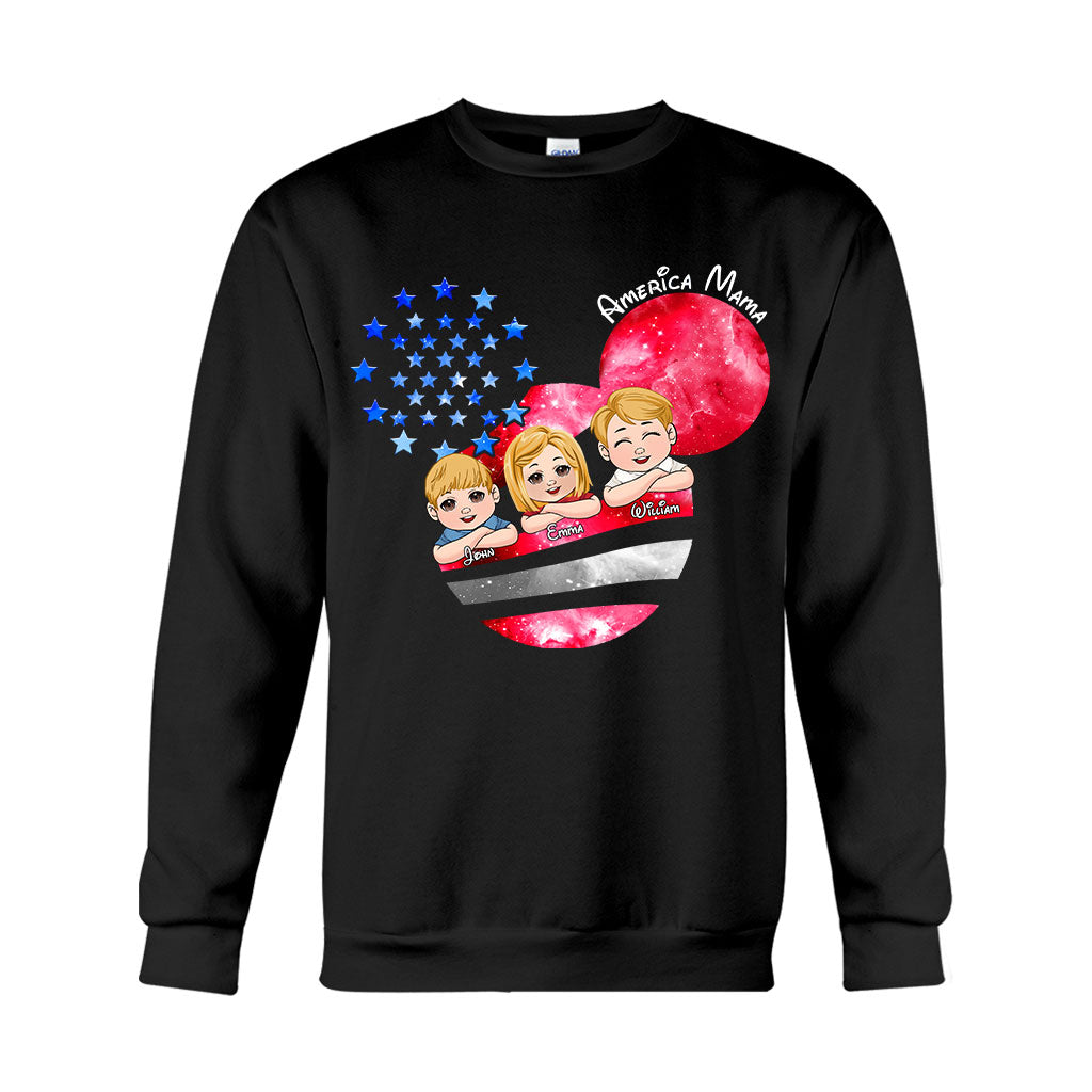 Personalized America Mama T-Shirt & Hoodie Custom Family Gift