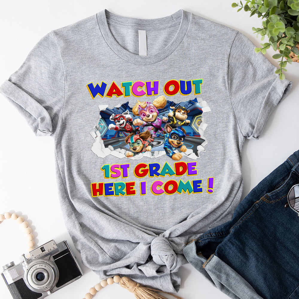 Personalized Kids T-Shirt with Watch Out Design for Back to School