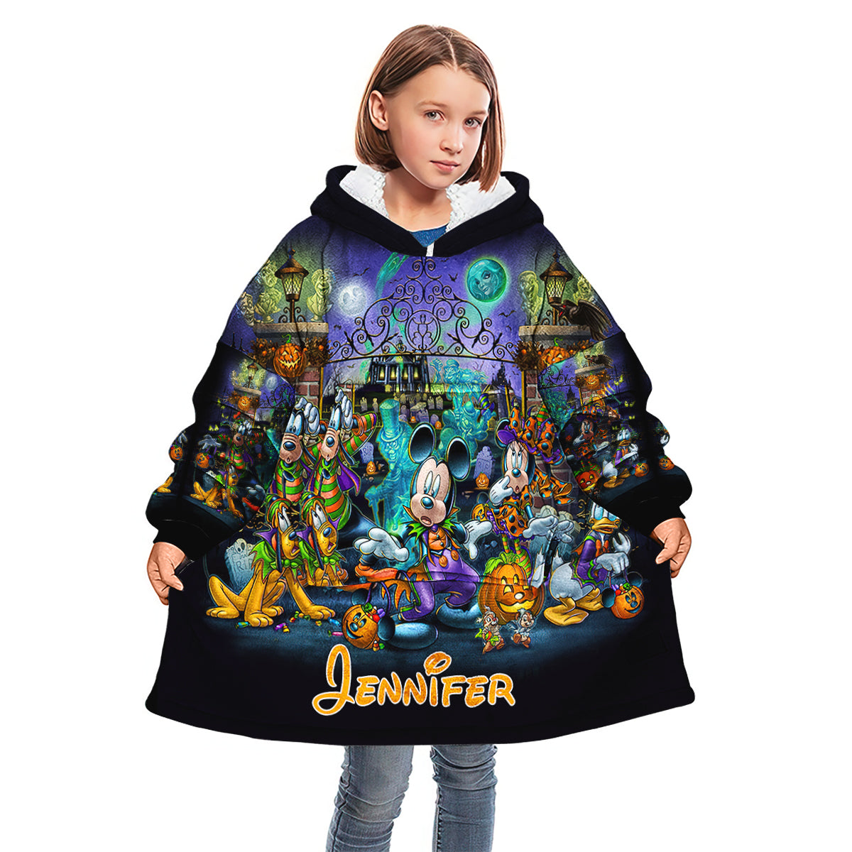 Personalized Halloween Blanket Hoodie Custom Name Gift