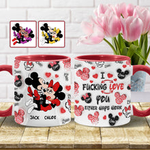 Load image into Gallery viewer, Personalized I Love You Mouse Accent Mug with Custom Names Gift
