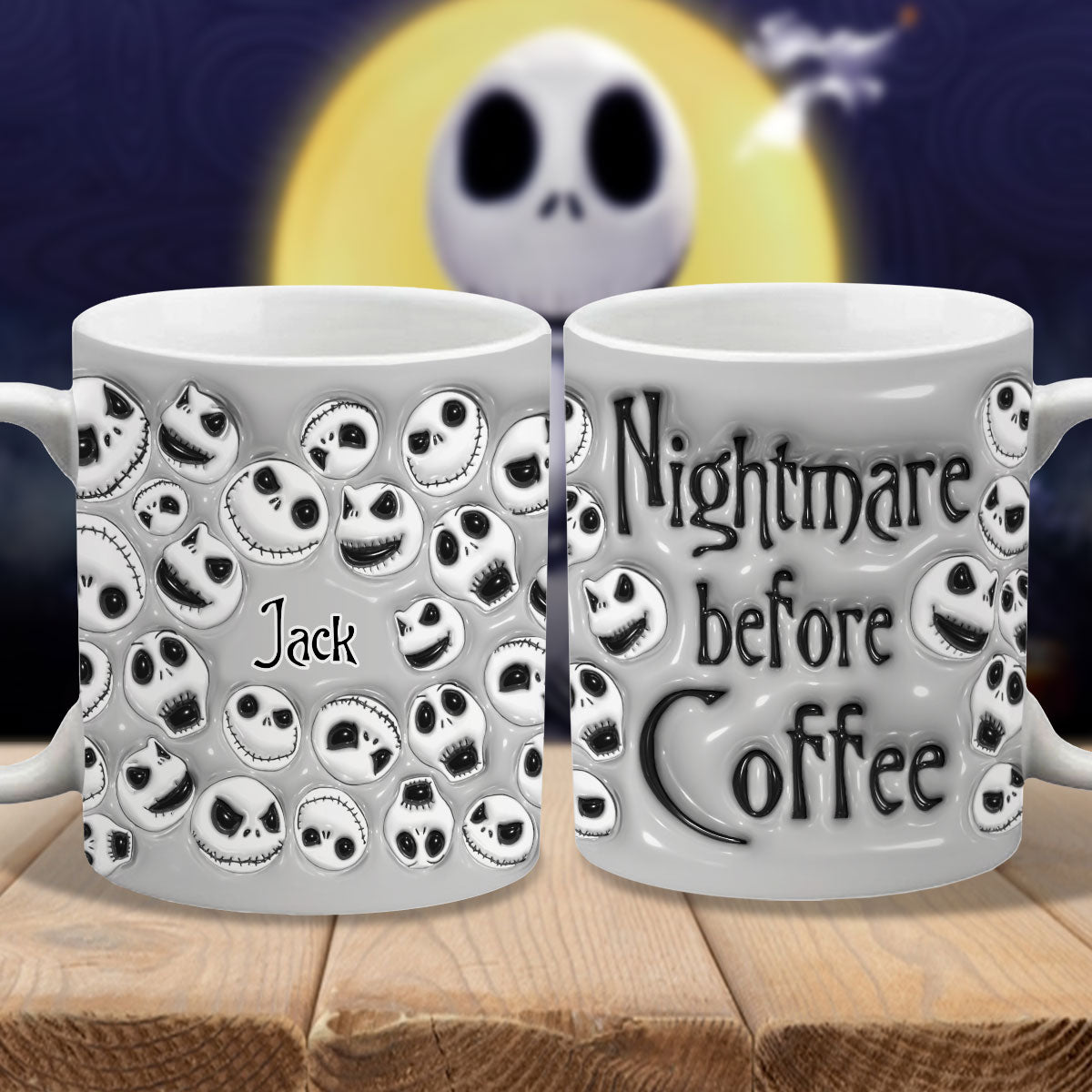 Personalized Nightmare Before Coffee Mug with Custom Name