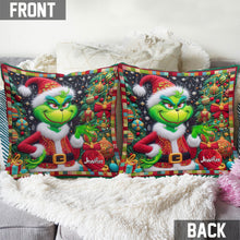 Load image into Gallery viewer, Personalized Grinchmas Throw Pillow Christmas Gift for Kids

