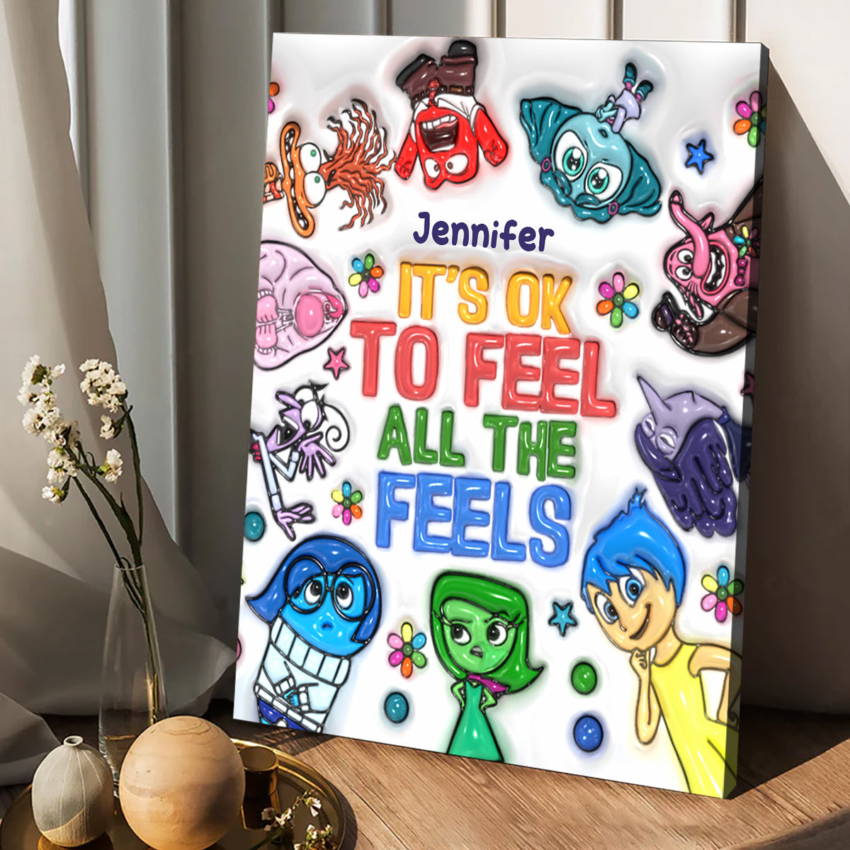 Personalized Canvas Print It's Ok To Feel All The Feels Gift for Kids