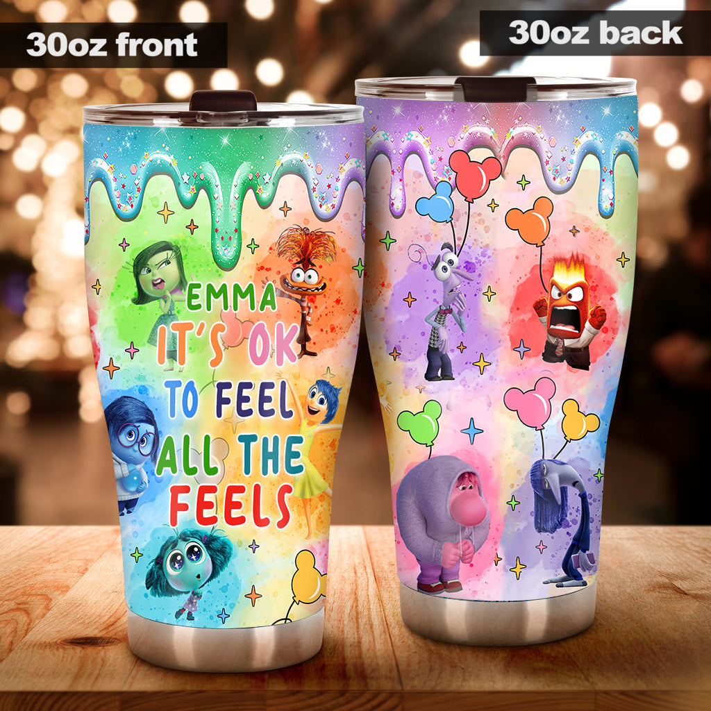 Personalized Tumbler It's Ok To Feel All The Feels Gift for Kids