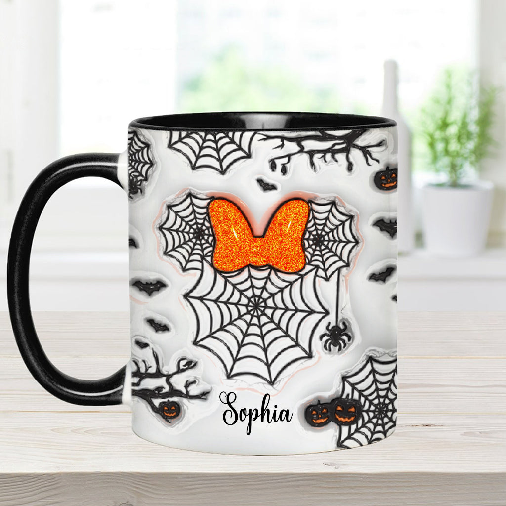 Personalized Halloween Accent Mug with Spider Webs & Name