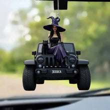 Load image into Gallery viewer, Personalized Witch Car Ornament Custom Name Gift for Halloween
