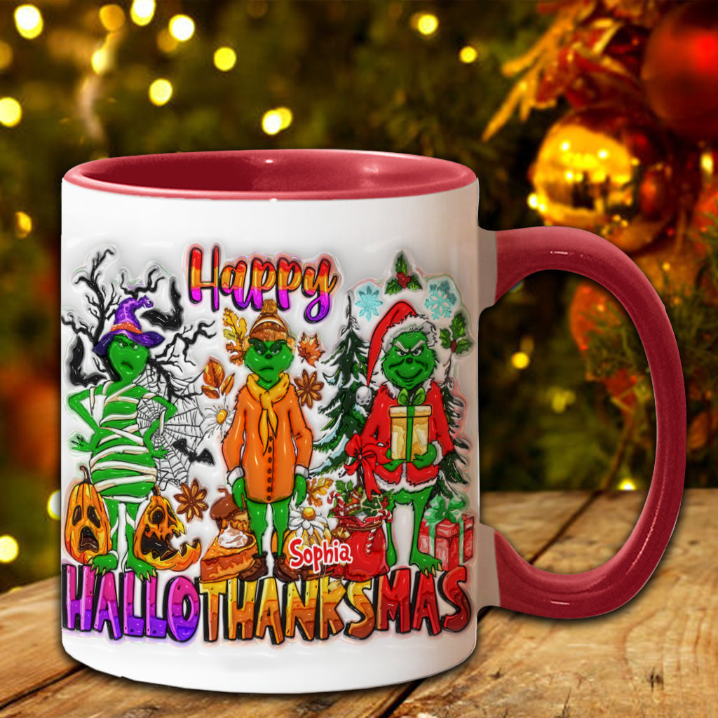 Personalized Grinch Accent Mug Custom Name Holiday Gift