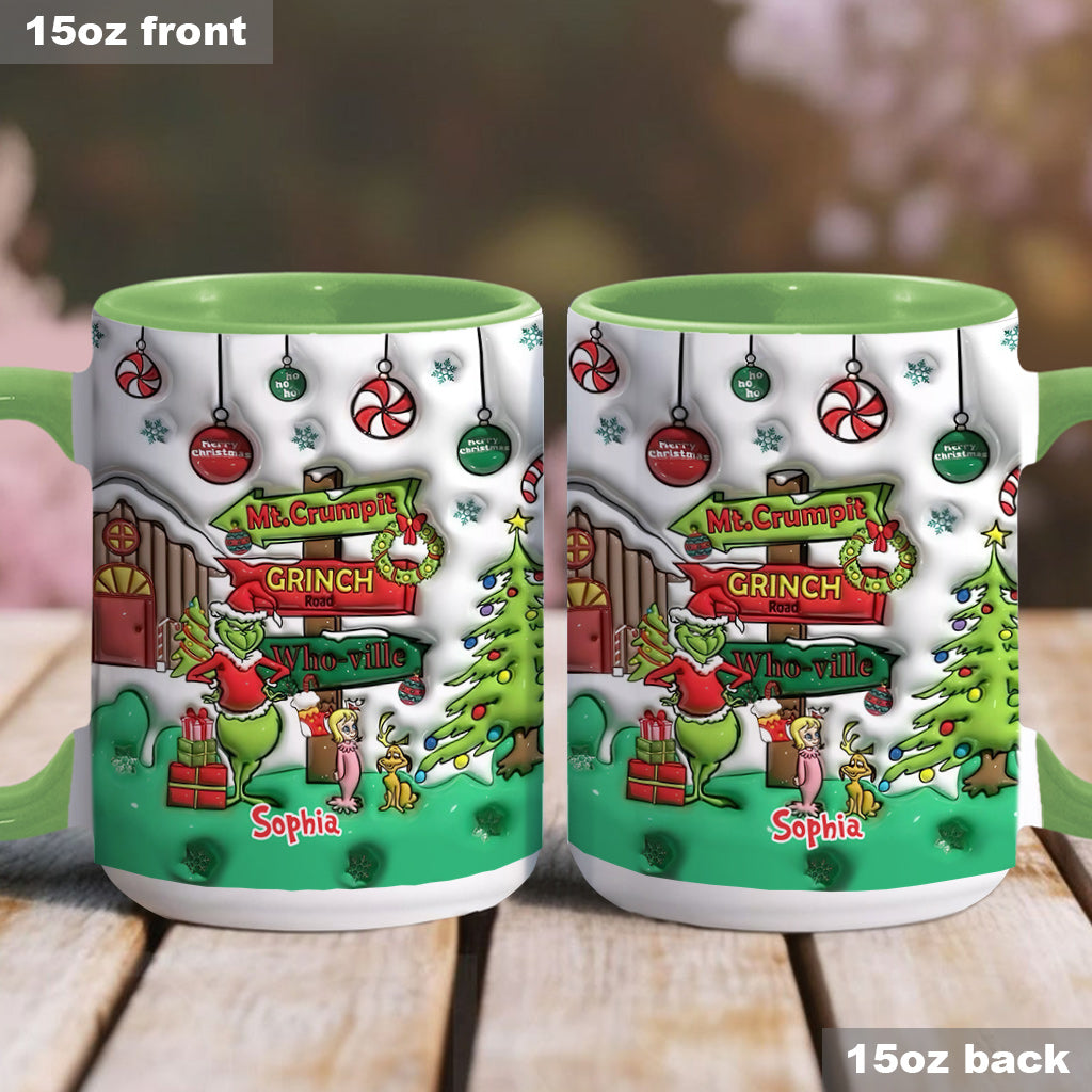 Personalized Christmas Accent Mug Grinch Design Custom Name Gift