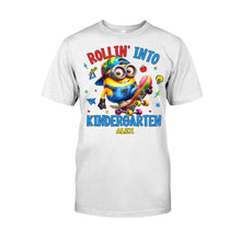 Load image into Gallery viewer, Personalized Kids T-Shirt Rollin Into Kindergarten Custom Name
