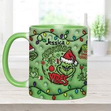 Load image into Gallery viewer, Personalized Grinchmas Vibes Accent Mug Custom Name Gift
