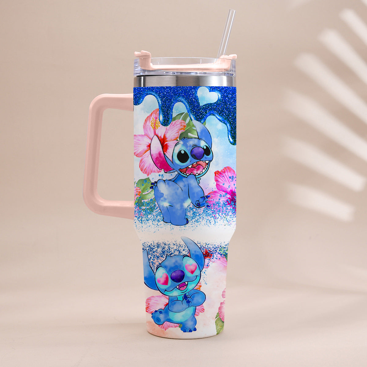 Personalized Tropical Vibe Tumbler With Handle Custom Name Gift