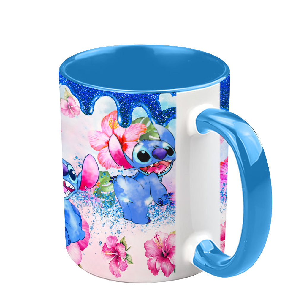 Personalized Ohana Accent Mug Colorful Floral Design Gift