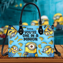 Load image into Gallery viewer, Personalized Minion Leather Handbag with Custom Name Gift for Her
