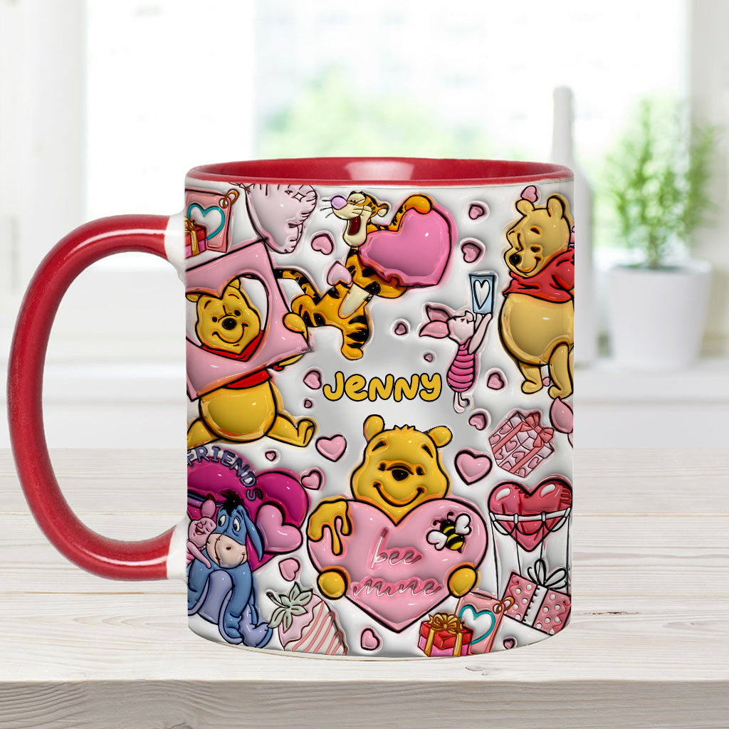 Personalized Accent Mug with Cute Pooh Bear Design for Valentine’s Day or Wedding Gift